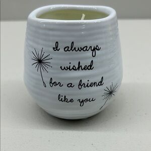 White Ceramic Candle Holder with Inspirational Quote
